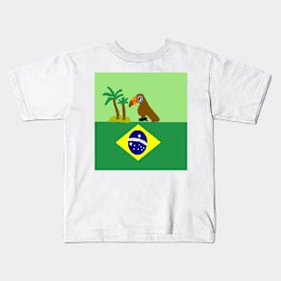 Sporty Brazil Design on White Background Kids T-Shirt